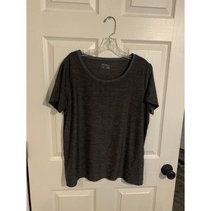 Eddie Bauer Shirt Womens Tall Short Sleeve Lightweight Gray Striped Crew Neck